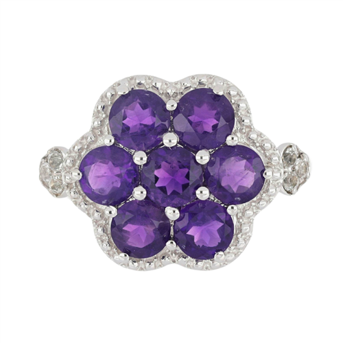 BUY AFRICAN AMETHYST GEMSTONE CLUSTER RING IN 925 SILVER